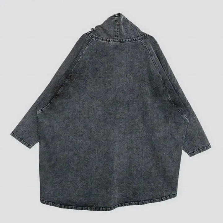 Pull-on grey women's jeans coat