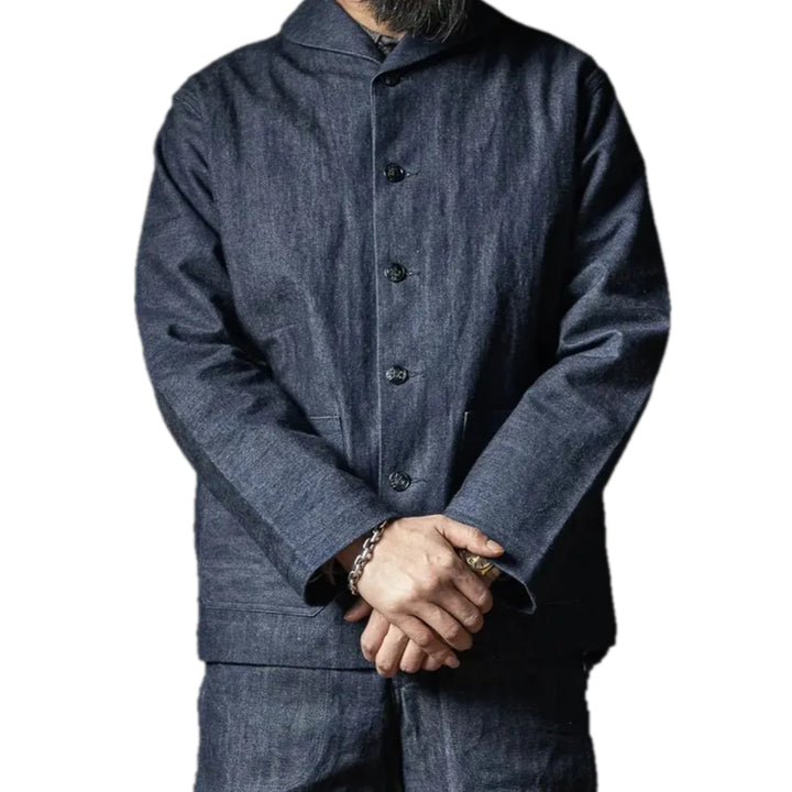 Shawl Collar Selvedge Men's Jean Chore Jacket - Blue