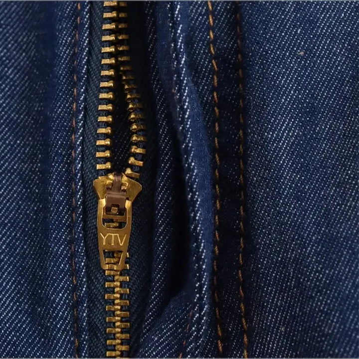 Mid rise stylish wide denim pants for ladies