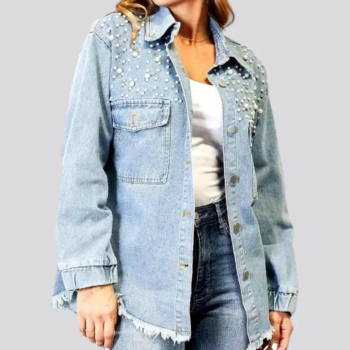 Vintage raw-hem denim jacket for ladies | Jeans4you.shop