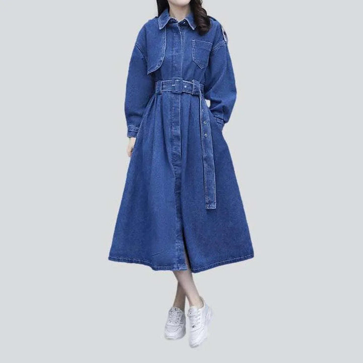 Women's denim coat with belt | Jeans4you.shop