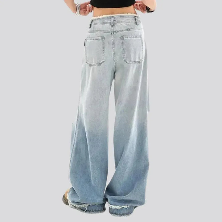 Boho distressed high waist women's jeans