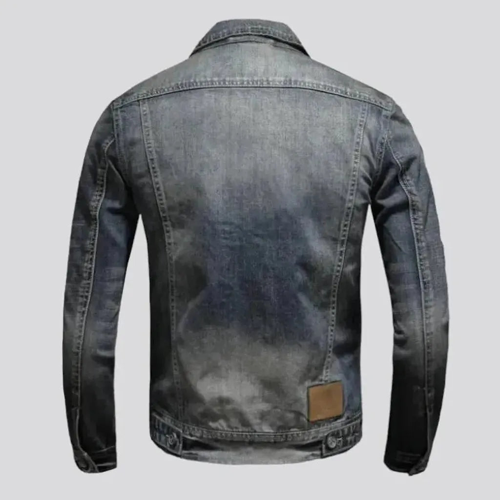 Sanded dark-wash jean jacket
 for men