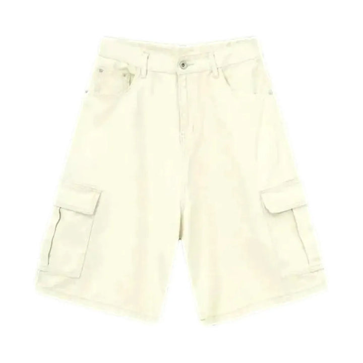 Trendy Color Pattern Mid Rise Denim Shorts for Men - Sand