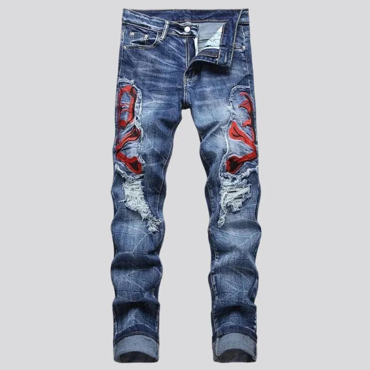 Distressed skinny fit men's jeans