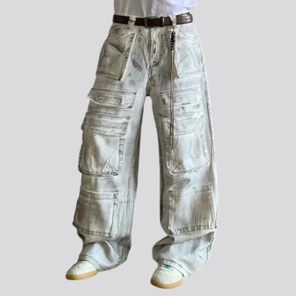 Mid rise painted baggy men's jeans