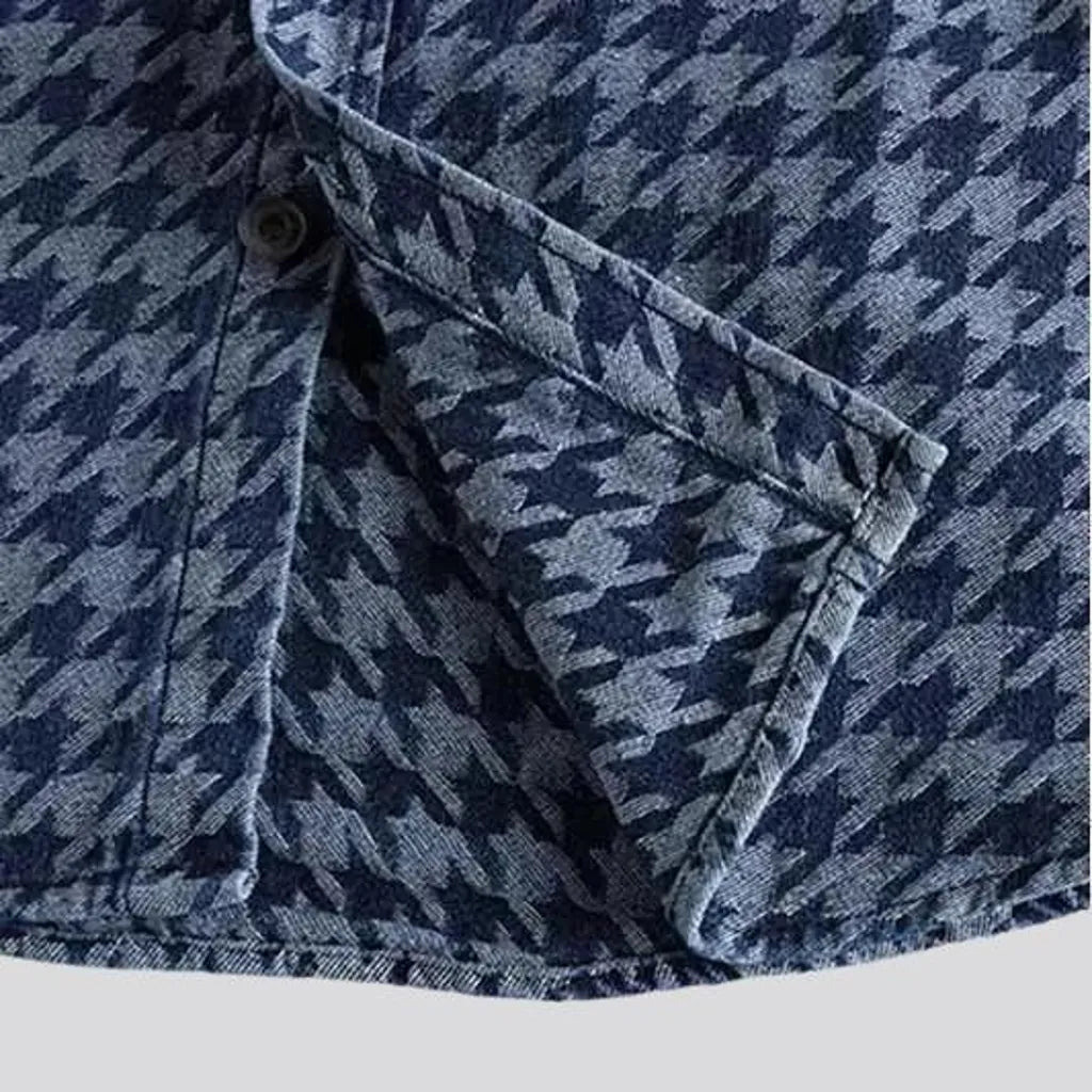 Casual plaid men's jean shirt