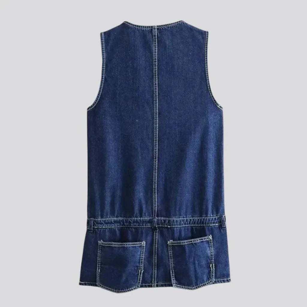 Regular fit trendy 90s denim vest for ladies