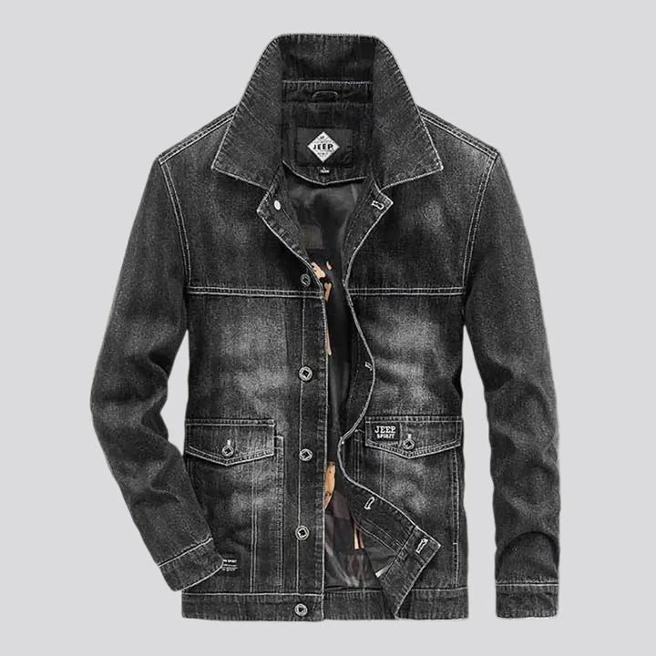 Retro casual sanded men's jeans jacket