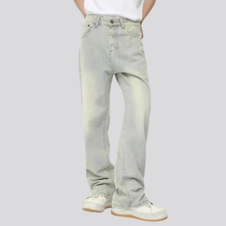 Sanded mid rise stylish men's jeans