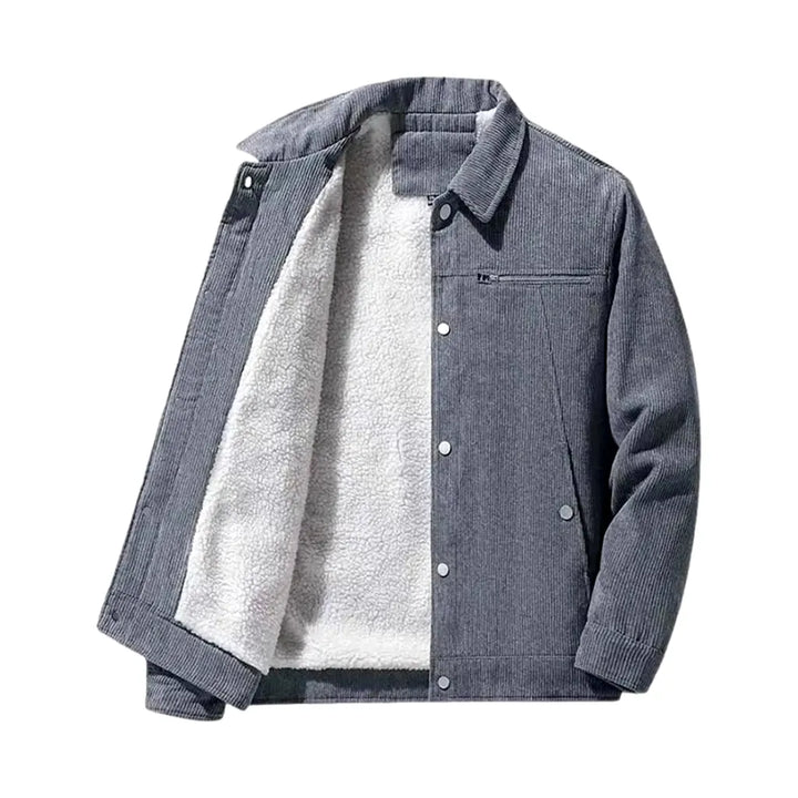 Classic Men's Corduroy Coat - Grey