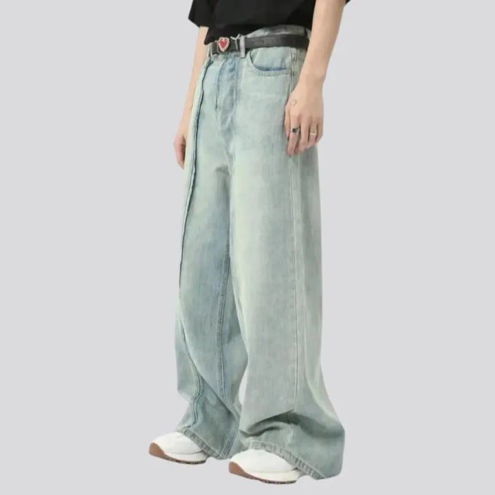 Mid-rise baggy jeans for men