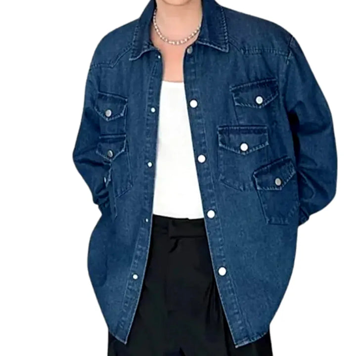 Fashion Street Oversized Men's Jeans Jacket - Blue