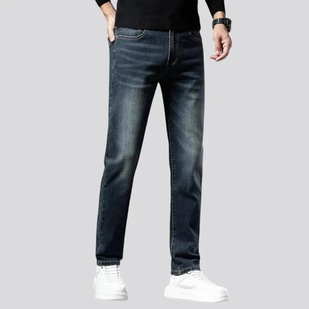 Tapered fit fleece lined men's jeans