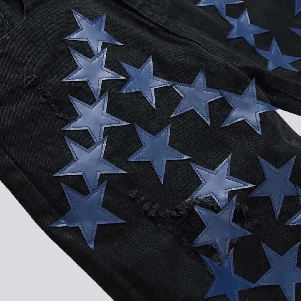 Embroidered stars-embroidery jeans