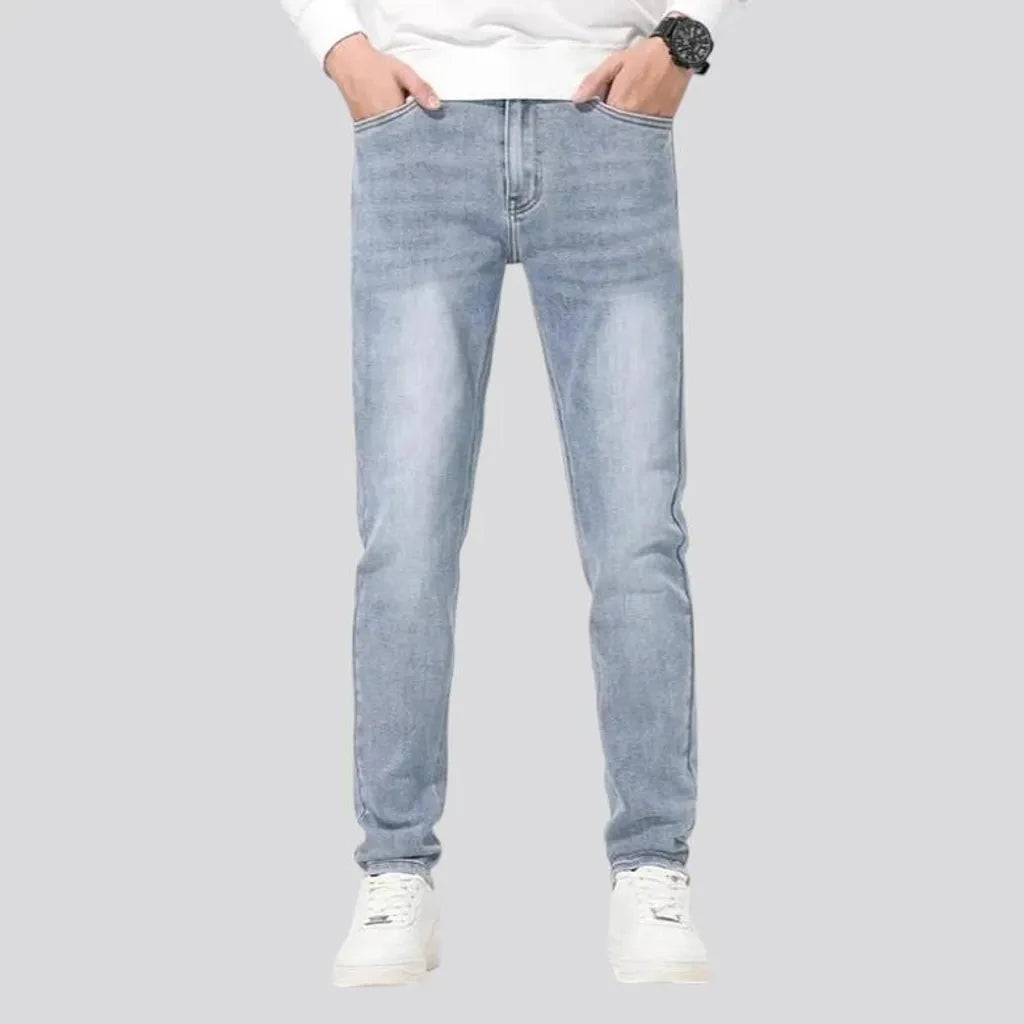 Stretchable mid-waist men's jeans