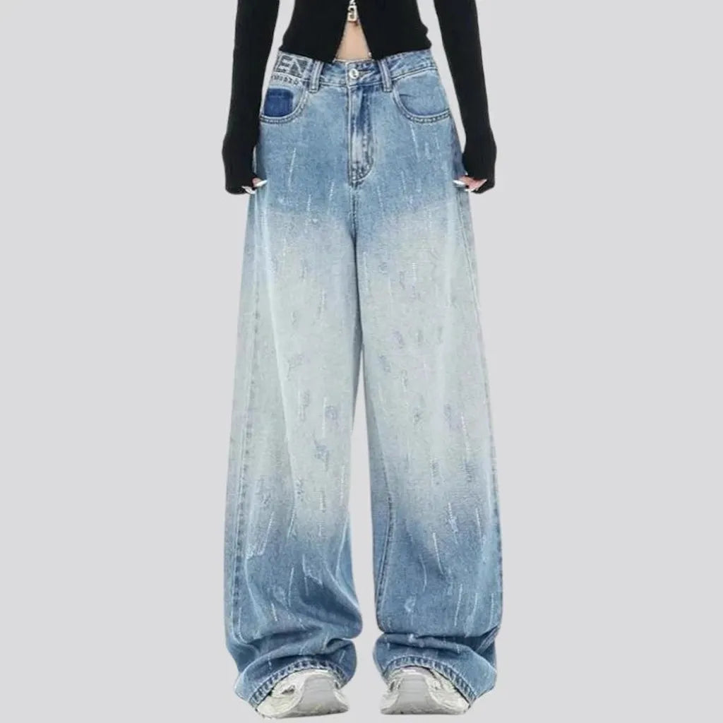 Baggy-fit gradient effect women's jeans