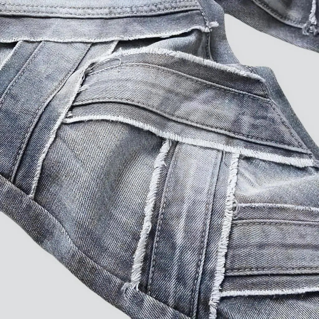 Stitched men's street jeans