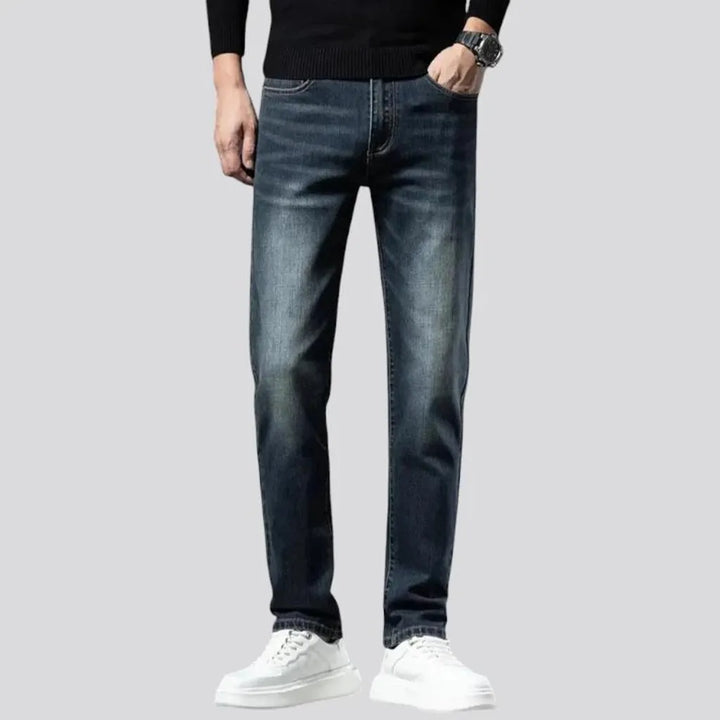 Tapered fit fleece lined men's jeans