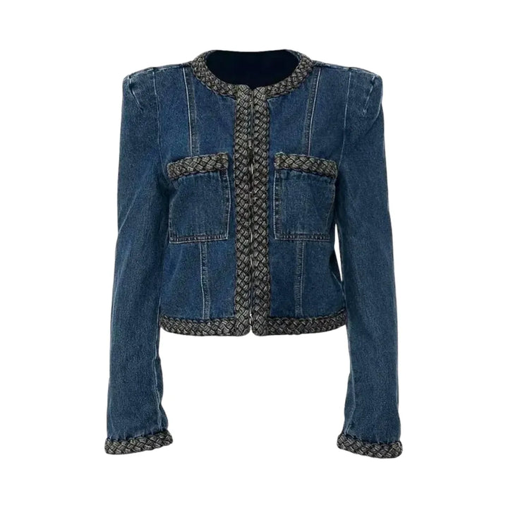 Fashionable Medium Fit Jeans Jacket for Ladies - Blue