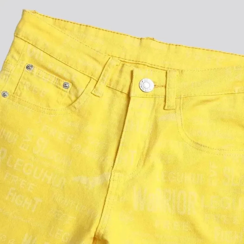 Painted yellow jeans
 for men