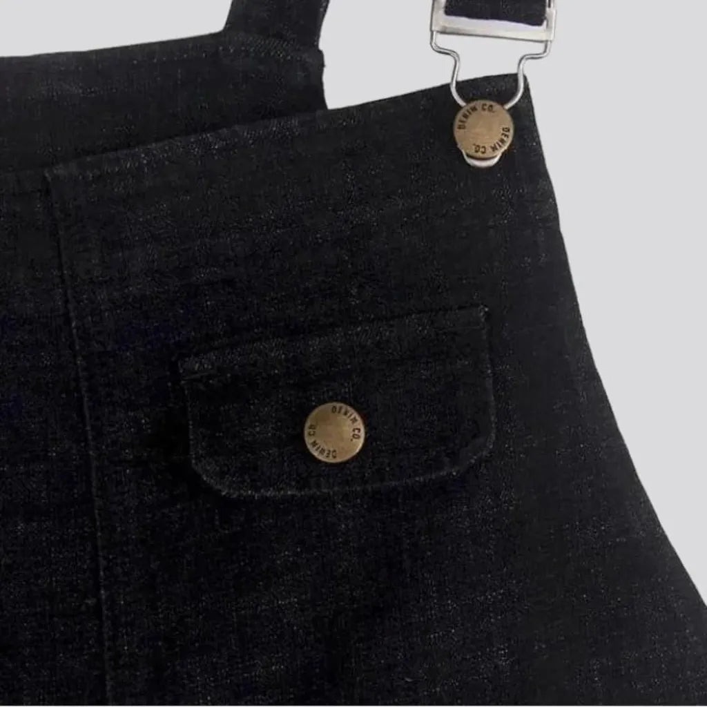 Loose pebble-washed jean women's overall