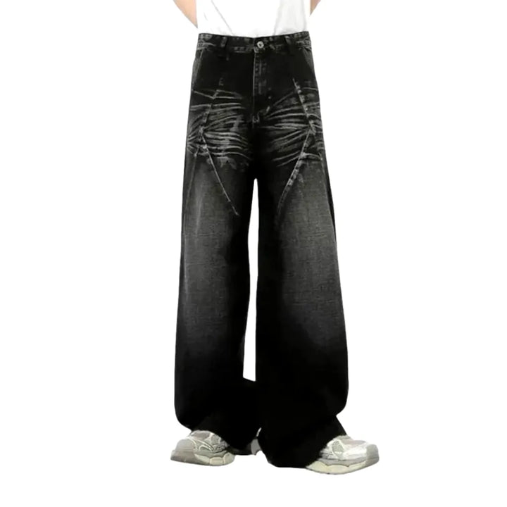 90s Fashion Stonewashed Men's Jeans - Grey