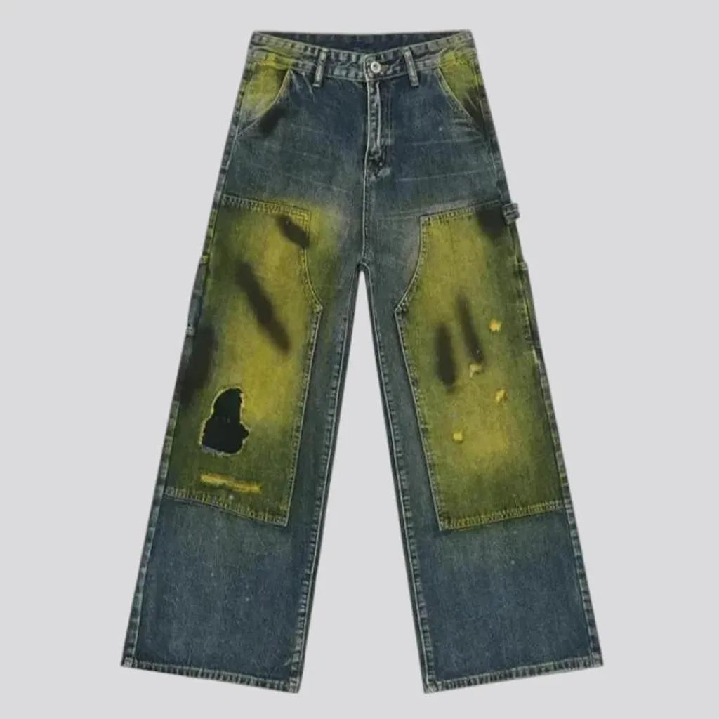 Sanded vintage carpenter-loops men's jeans