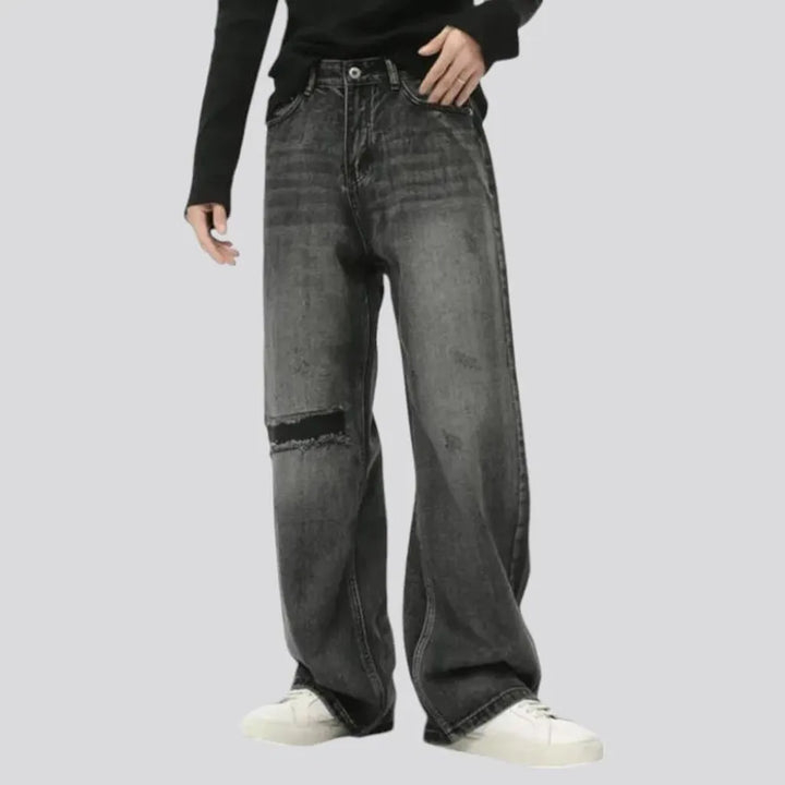 Grunge style baggy fit men's jeans