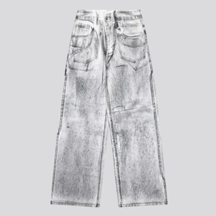 Medium rise painted men's jeans