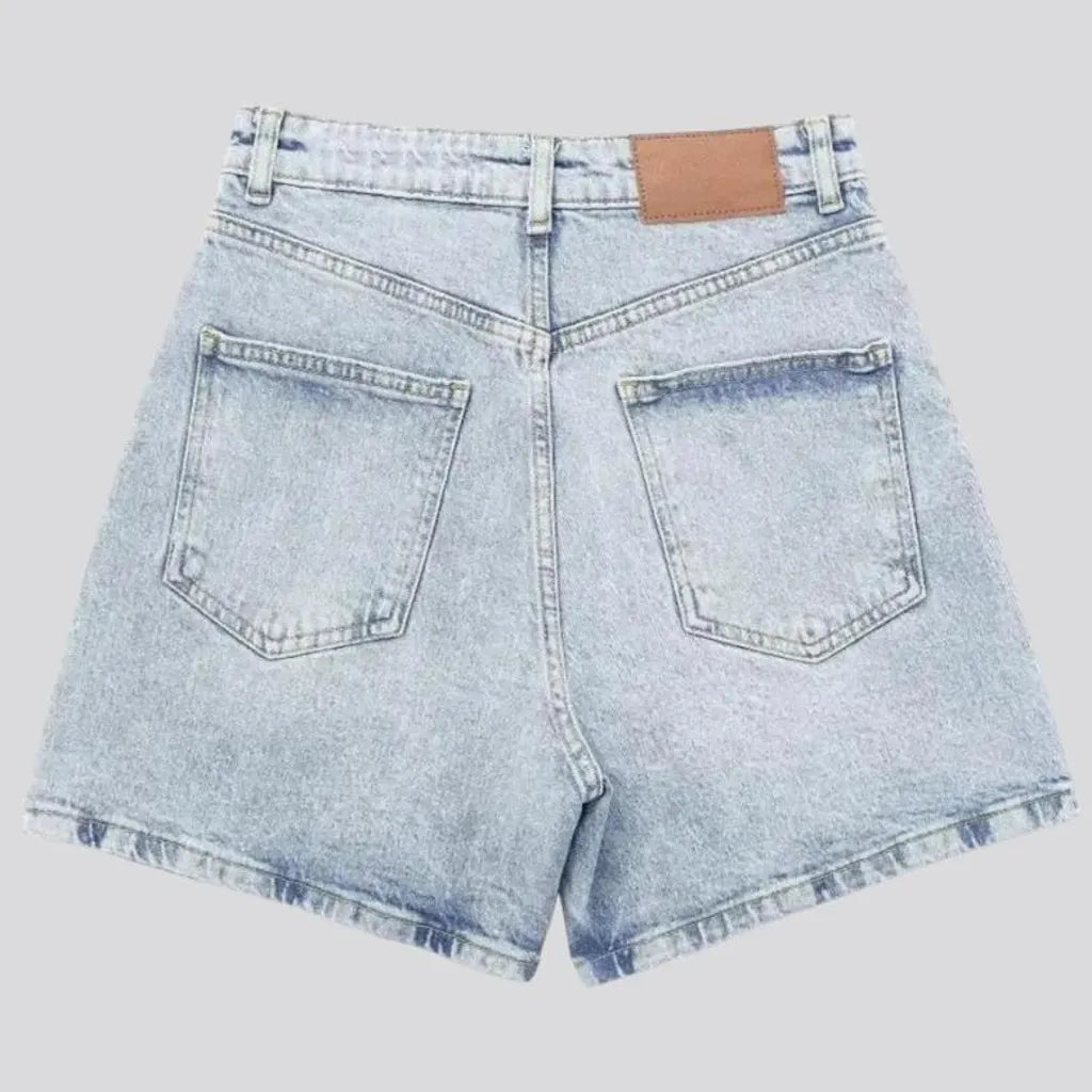 Casual fit high waist women's jeans shorts