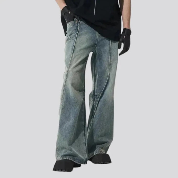 Baggy mid rise street style men's jeans