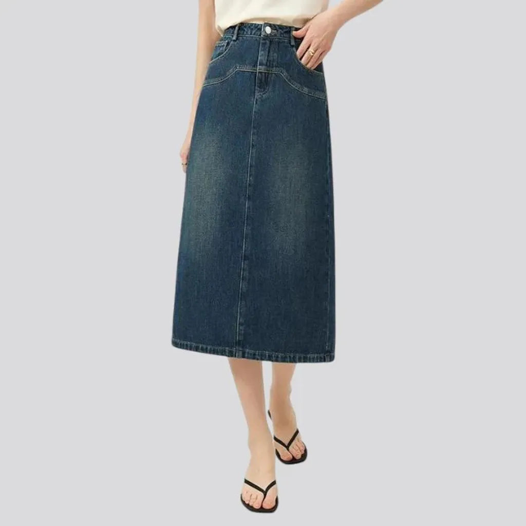 Monochrome high rise a line denim skirt