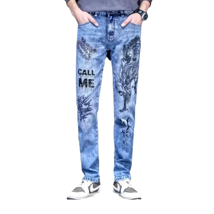 Slim Fit Fashion Men's Jeans - Light Blue