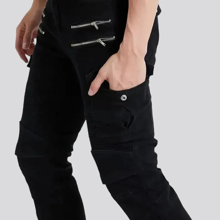 High-rise biker fit moto jeans for men