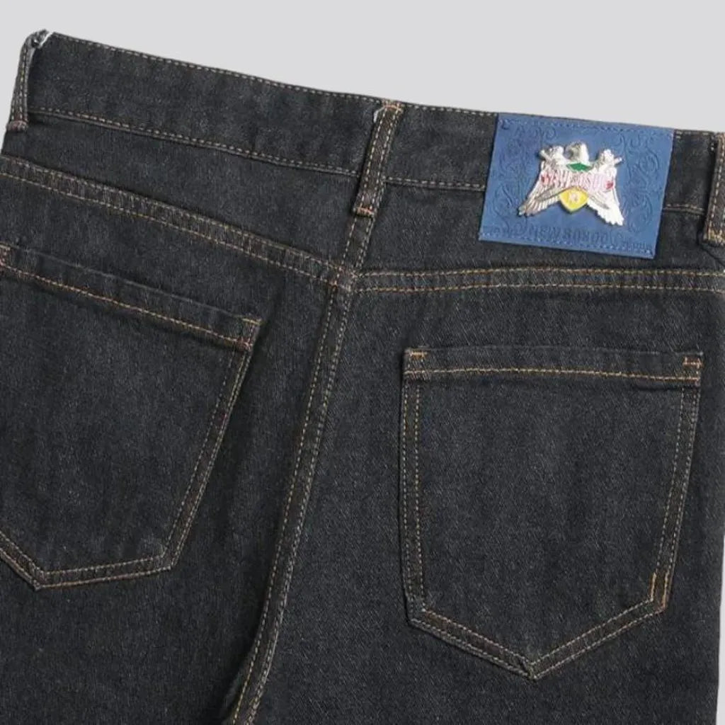 Mid-waist men's denim shorts