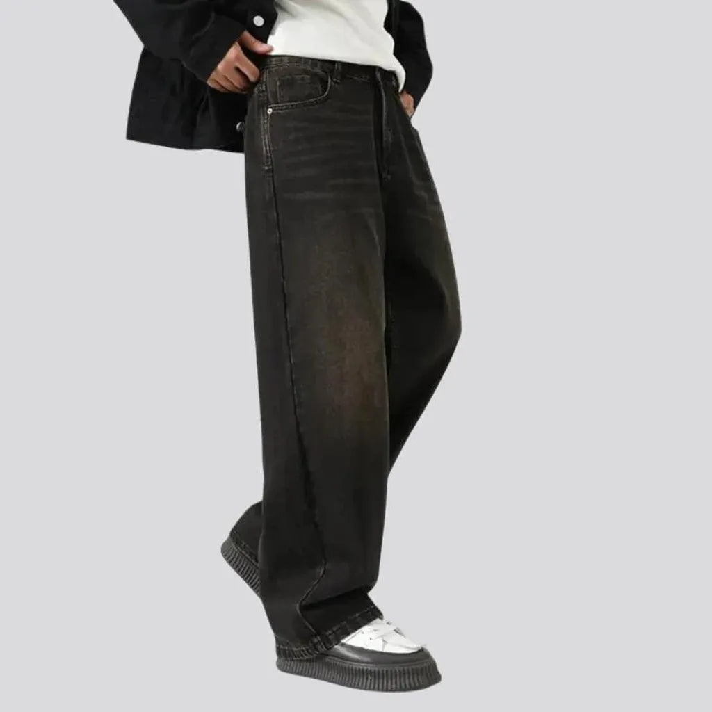 Slouchy street style faded men's jeans