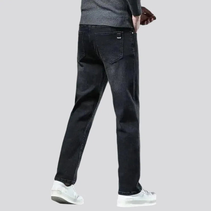 Casual style elastic high rise men's jeans