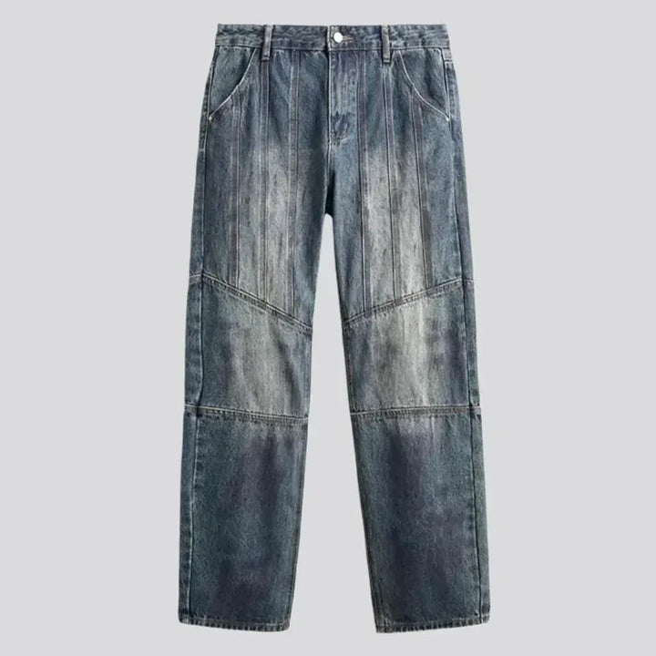 Medium rise sanded boho men's jeans