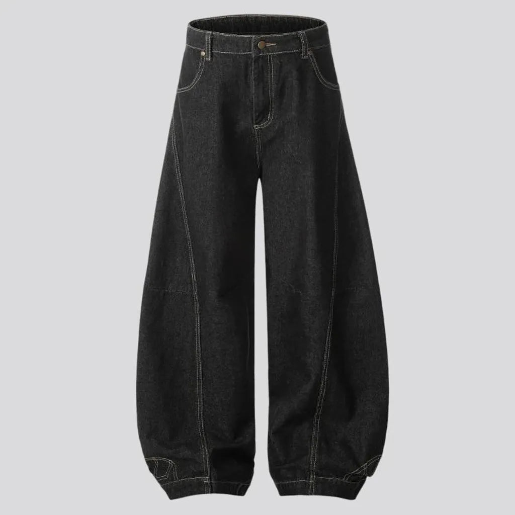 Trendy balloon shape dark men's jeans