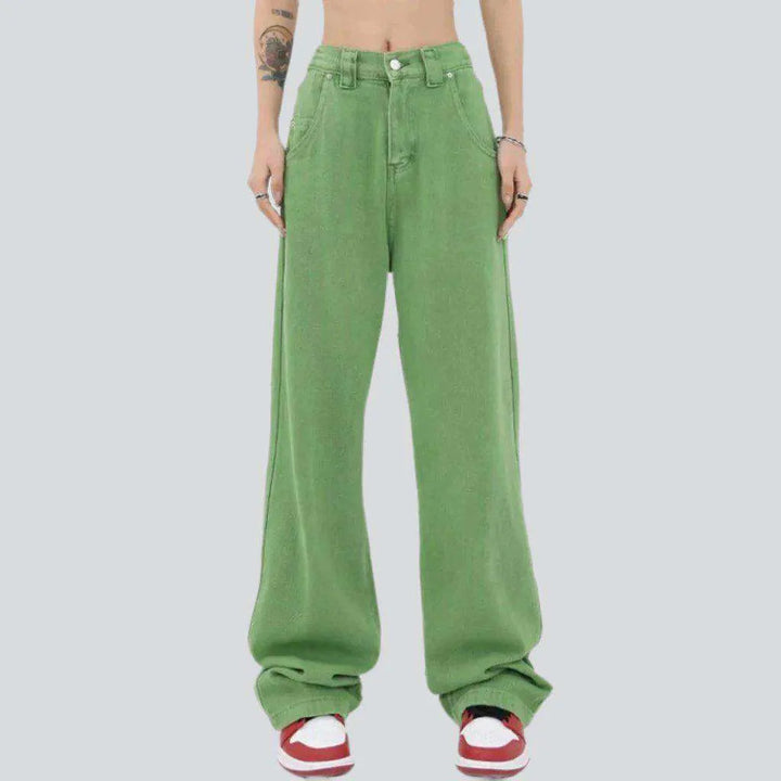 Light green women's denim pants