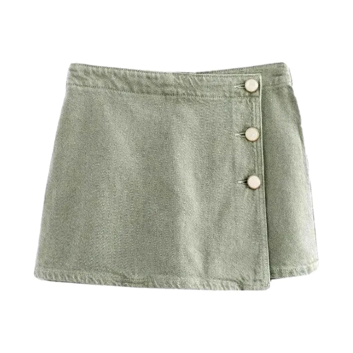 High Waist Fashion Jean Skort - Green