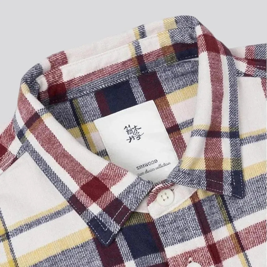 Stylish checkered jeans shirt for men