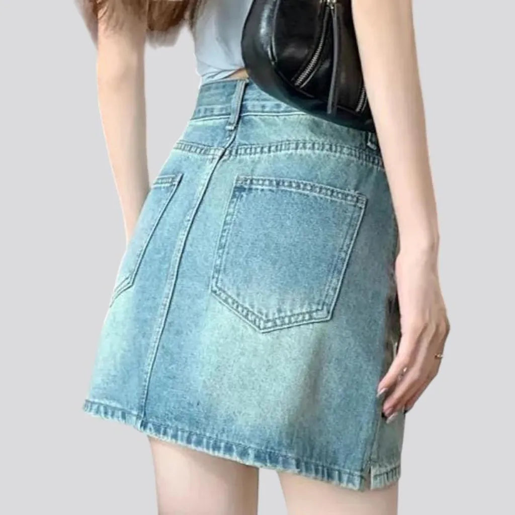 Embroidered women's jean skirt