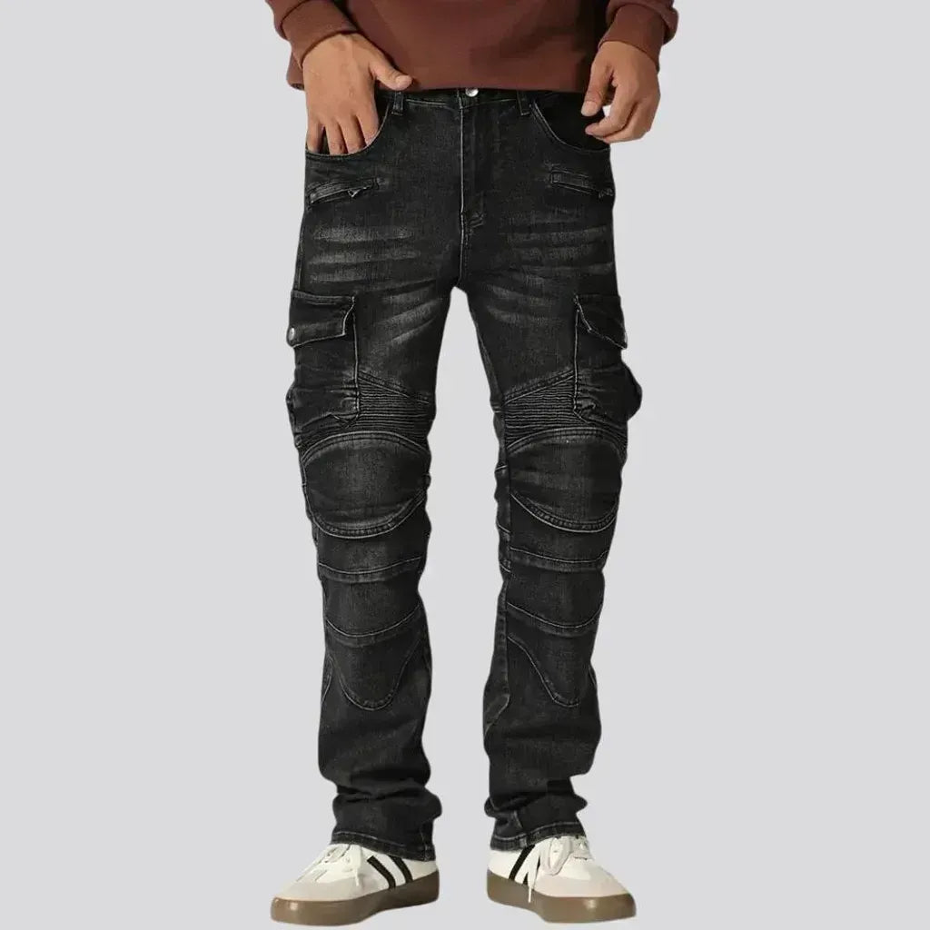 Biker style moto jeans for men