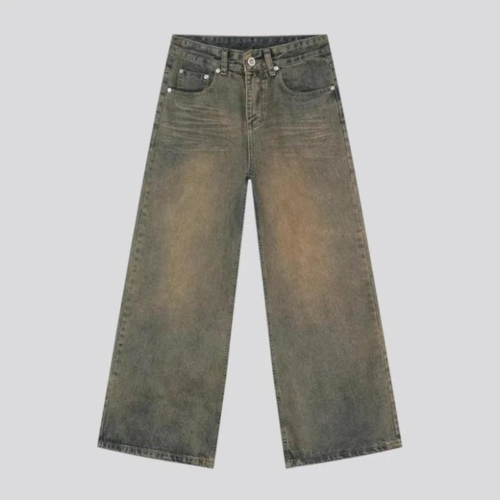 Retro faded wide fit jeans for men