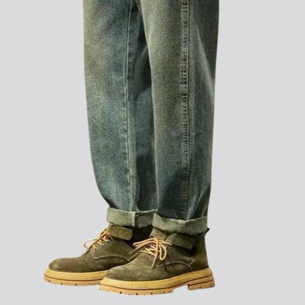 Vintage style roomy faded men's jeans