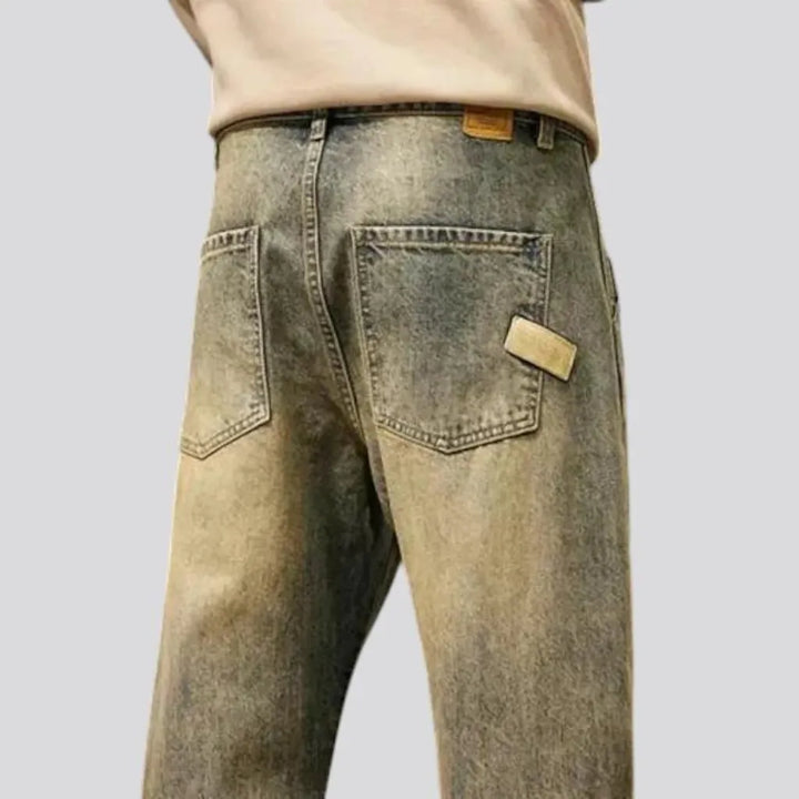 Retro style rolled cuffs men's jeans