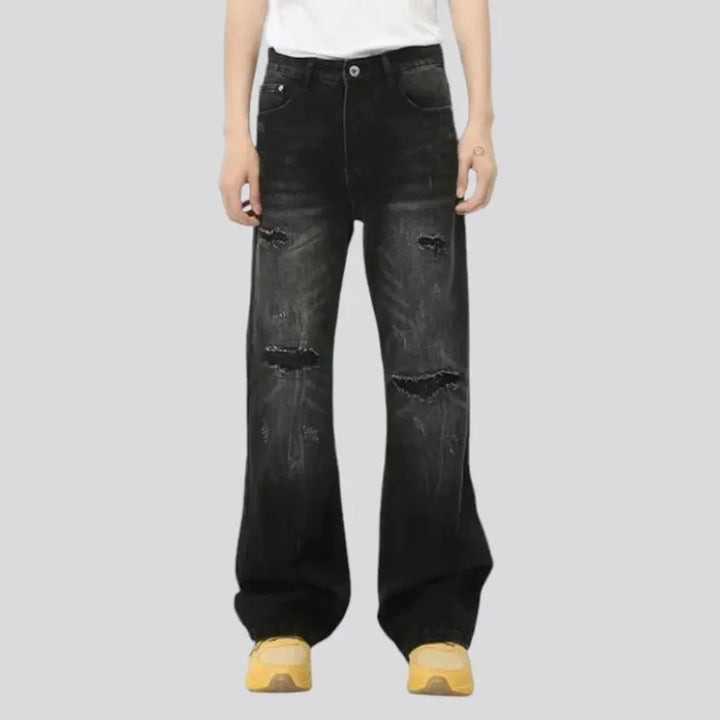 Grunge sanded fashion men's jeans