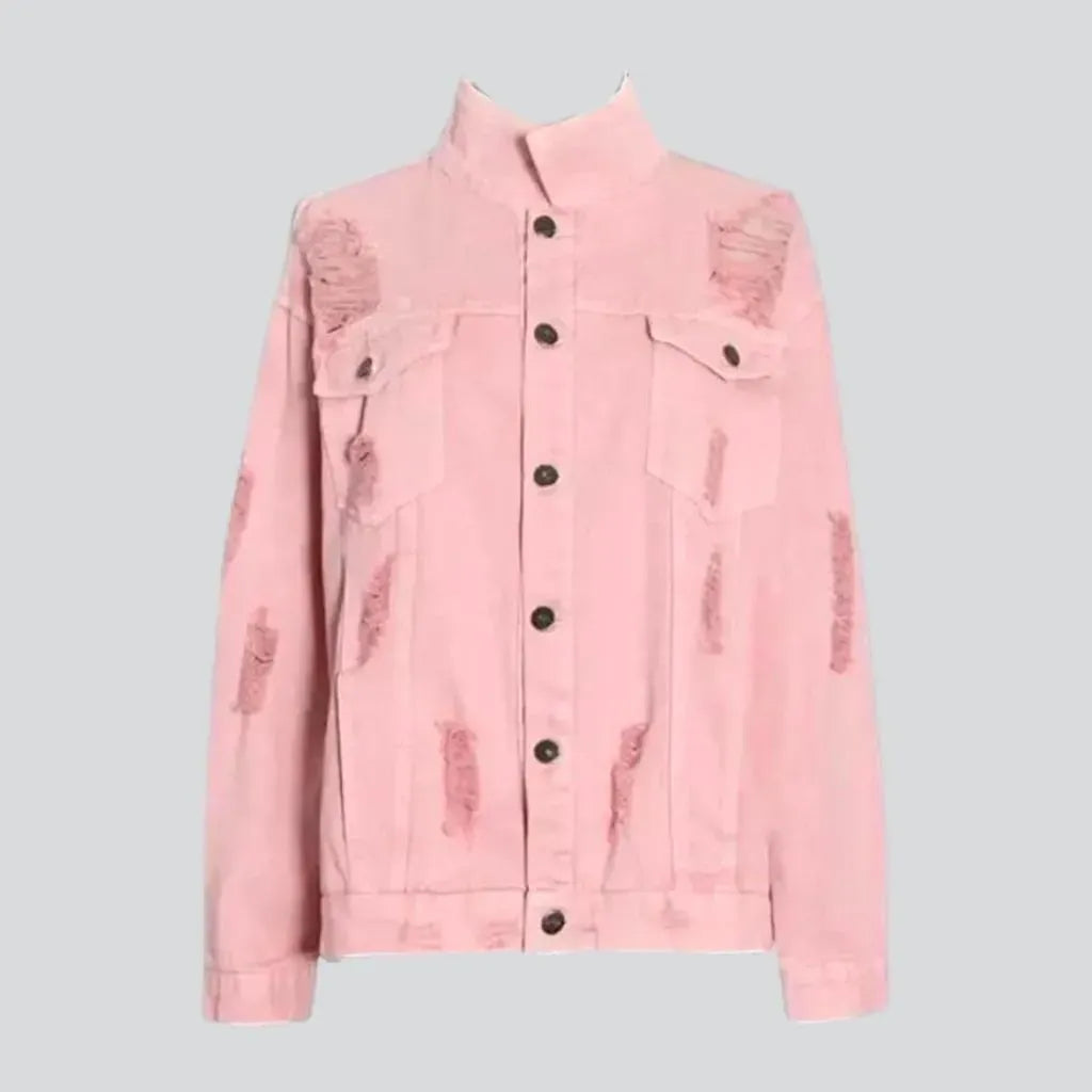 Grunge style medium fit women's jeans jacket